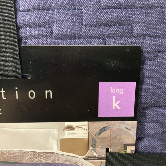 Attention Reversible Quilt King Blue Gray Chambray Look Geometric Quilting NWT - Picture 7 of 15